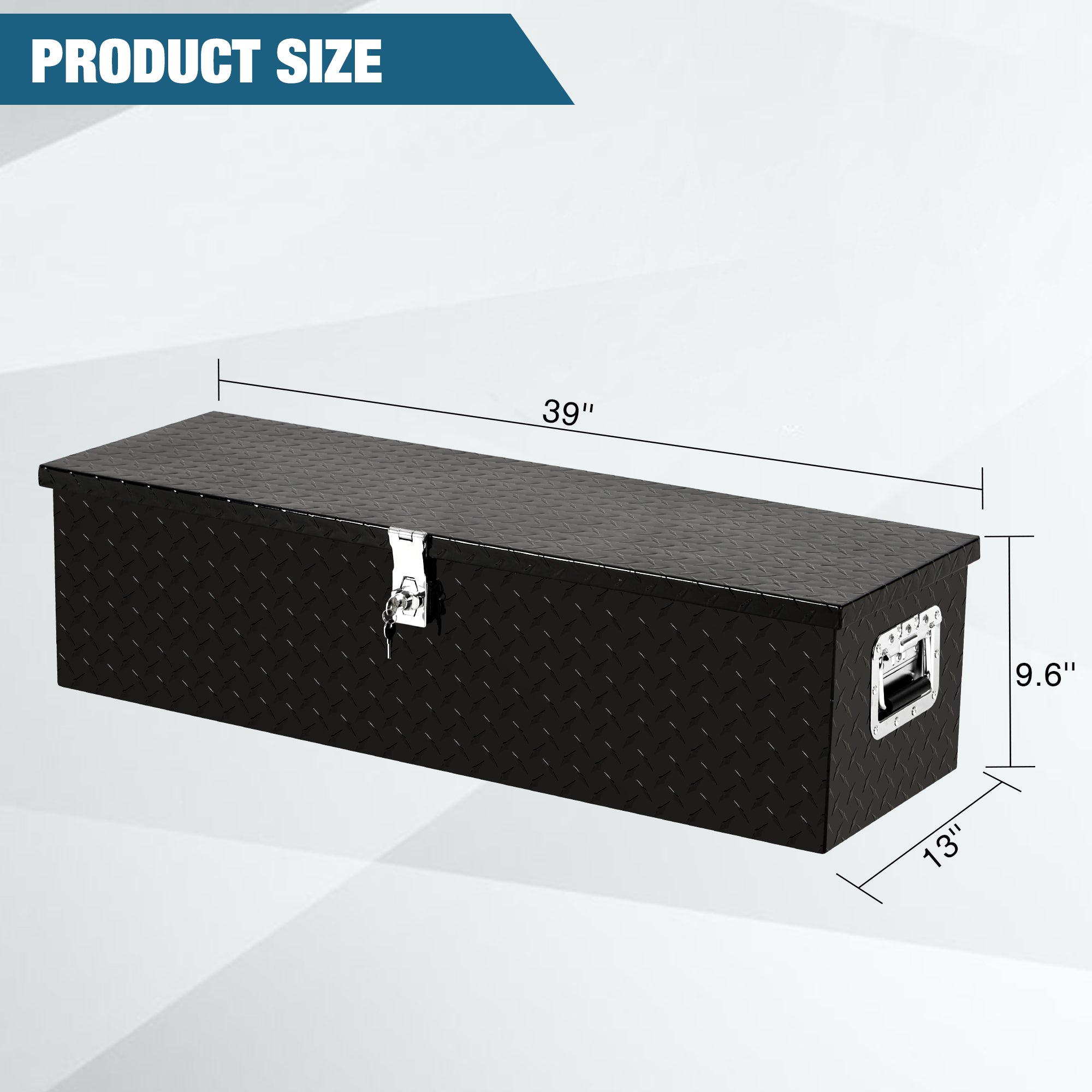 Garvee Aluminum Truck Tool Box – 39" Lockable Under Seat Storage Organizer, Heavy-Duty & Weatherproof Car Toolbox for Pickup, SUV, Van – Rust-Proof Design with Side Handle