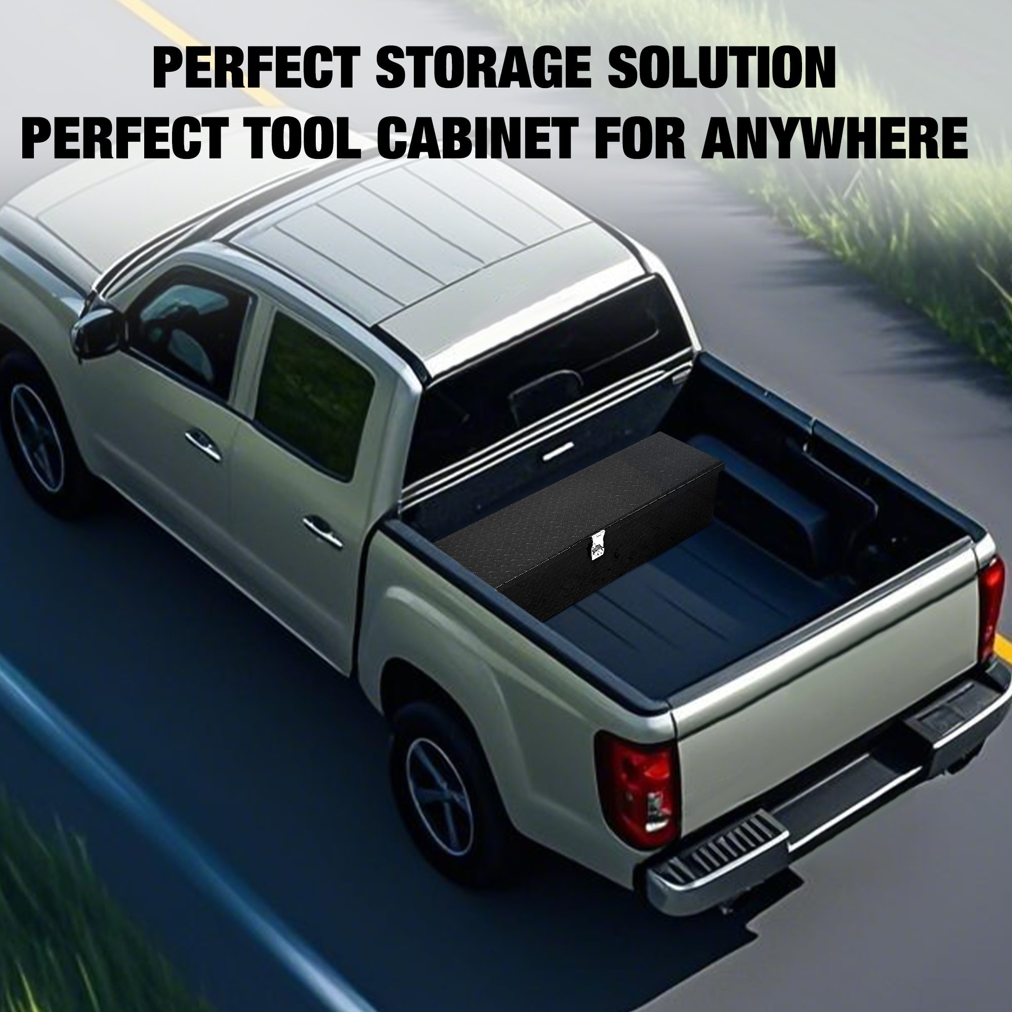 Garvee Aluminum Truck Tool Box – 39" Lockable Under Seat Storage Organizer, Heavy-Duty & Weatherproof Car Toolbox for Pickup, SUV, Van – Rust-Proof Design with Side Handle