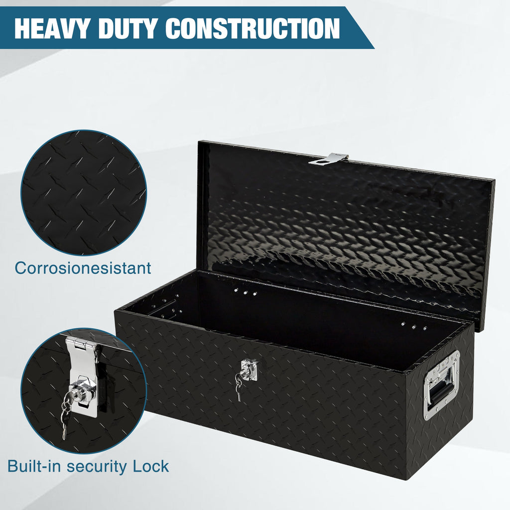 Garvee Aluminum Truck Tool Box – 30" Lockable Under Seat Storage Organizer, Heavy-Duty & Weatherproof Car Toolbox for Pickup, SUV, Van – Rust-Proof Design with Side Handle