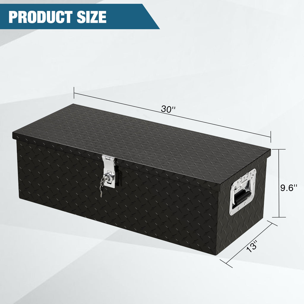 Garvee Aluminum Truck Tool Box – 30" Lockable Under Seat Storage Organizer, Heavy-Duty & Weatherproof Car Toolbox for Pickup, SUV, Van – Rust-Proof Design with Side Handle