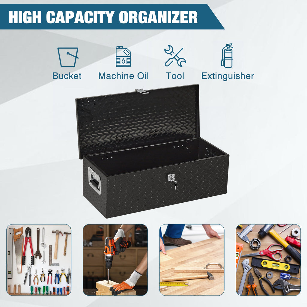 Garvee Aluminum Truck Tool Box – 30" Lockable Under Seat Storage Organizer, Heavy-Duty & Weatherproof Car Toolbox for Pickup, SUV, Van – Rust-Proof Design with Side Handle