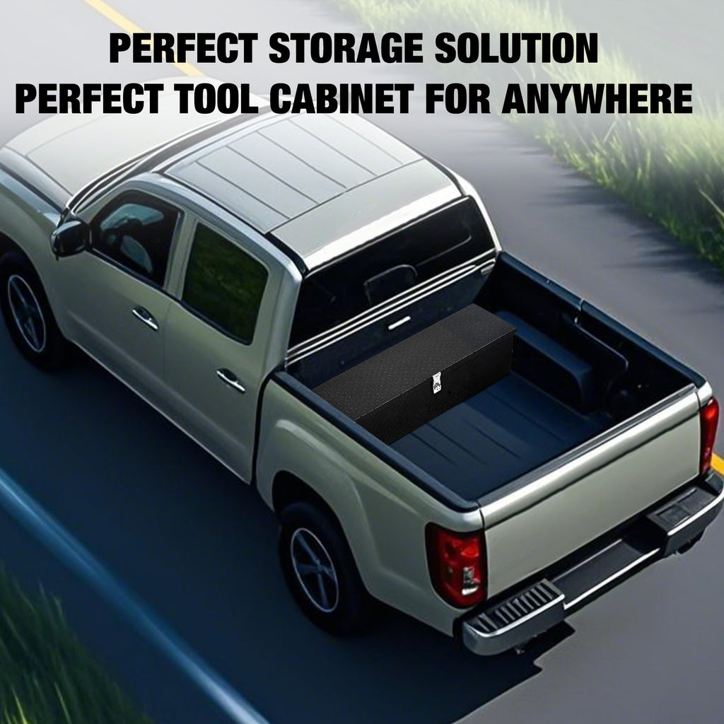 Garvee Aluminum Truck Tool Box – 30" Lockable Under Seat Storage Organizer, Heavy-Duty & Weatherproof Car Toolbox for Pickup, SUV, Van – Rust-Proof Design with Side Handle