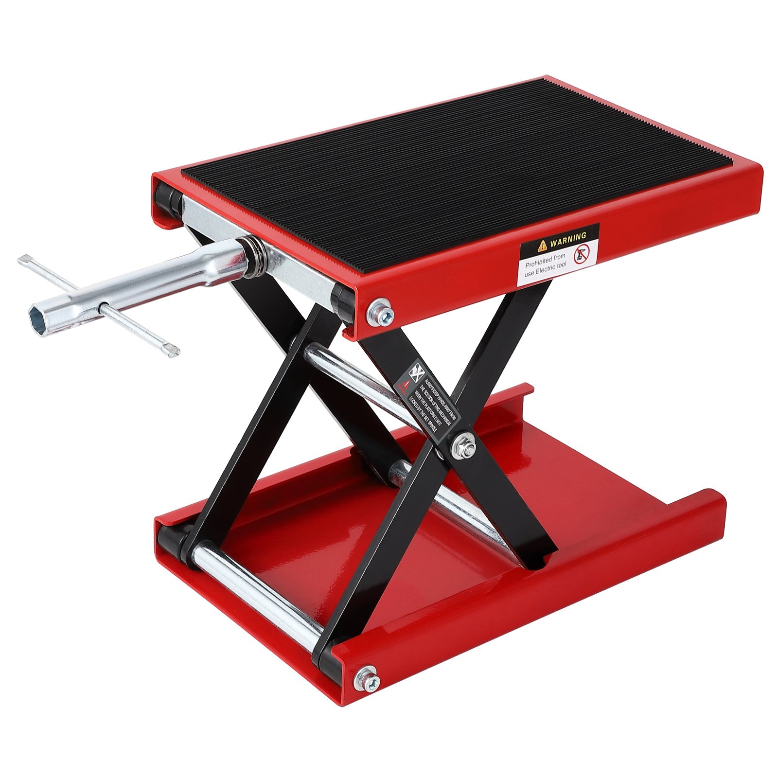 Garvee Motorcycle Lift, 1100 LBS Motorcycle Scissor Lift Jack with Wide Deck & Safety Pin, 3.15"-13.39" Center Hoist Crank Stand, Steel Scissor Jack for Street Bikes, Touring Motorcycles