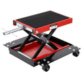 Garvee Motorcycle Lift, 1100 LBS Motorcycle Scissor Lift Jack with Dolly & Hand Crank, 3.15"-15.4" Center Hoist Crank Stand, Steel Scissor Jack for Street Bikes, Touring Motorcycles