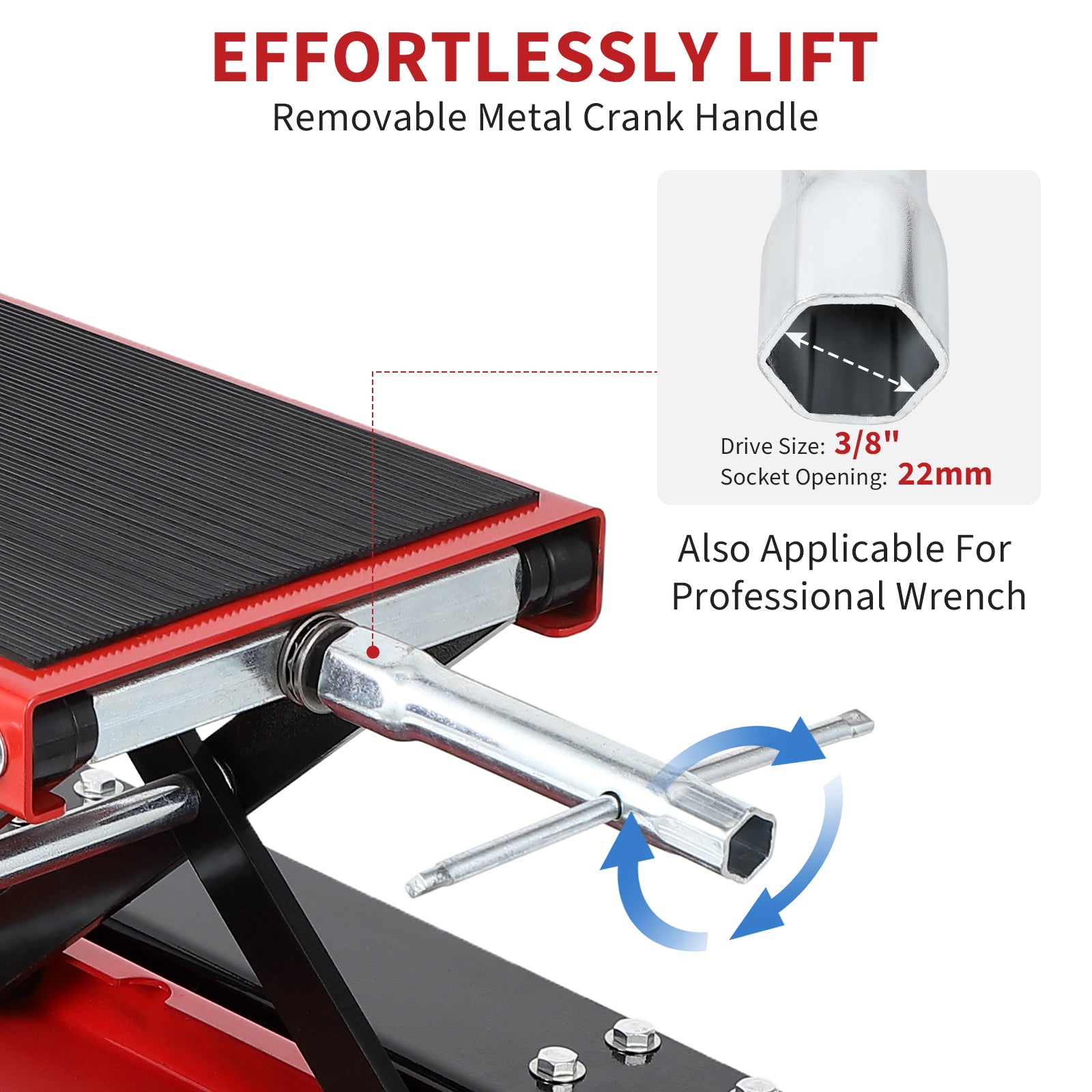 Garvee Motorcycle Lift, 1100 LBS Motorcycle Scissor Lift Jack with Dolly & Hand Crank, 3.15"-15.4" Center Hoist Crank Stand, Steel Scissor Jack for Street Bikes, Touring Motorcycles