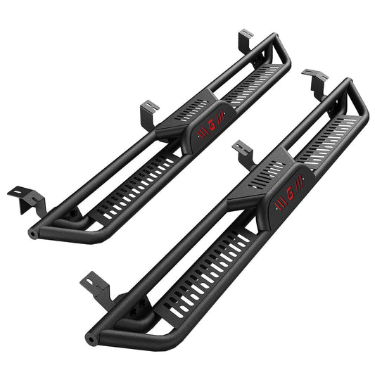 Garvee 6" Dual-Stage Running Boards Compatible with 2005-2023 Toyota Tacoma Double Cab, Bolt-On Steel Side Steps with Non-Slip Textured Surface, Black Powder Coated Direct Fit Nerf Bars