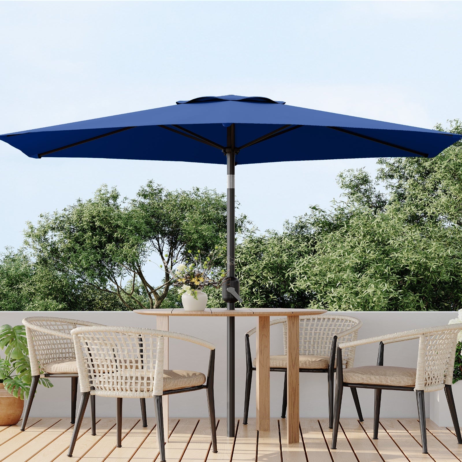 Garvee 7.5' Outdoor Patio Umbrella, Market Umbrella, 6 Sturdy Ribs UV Protection Waterproof, Navy