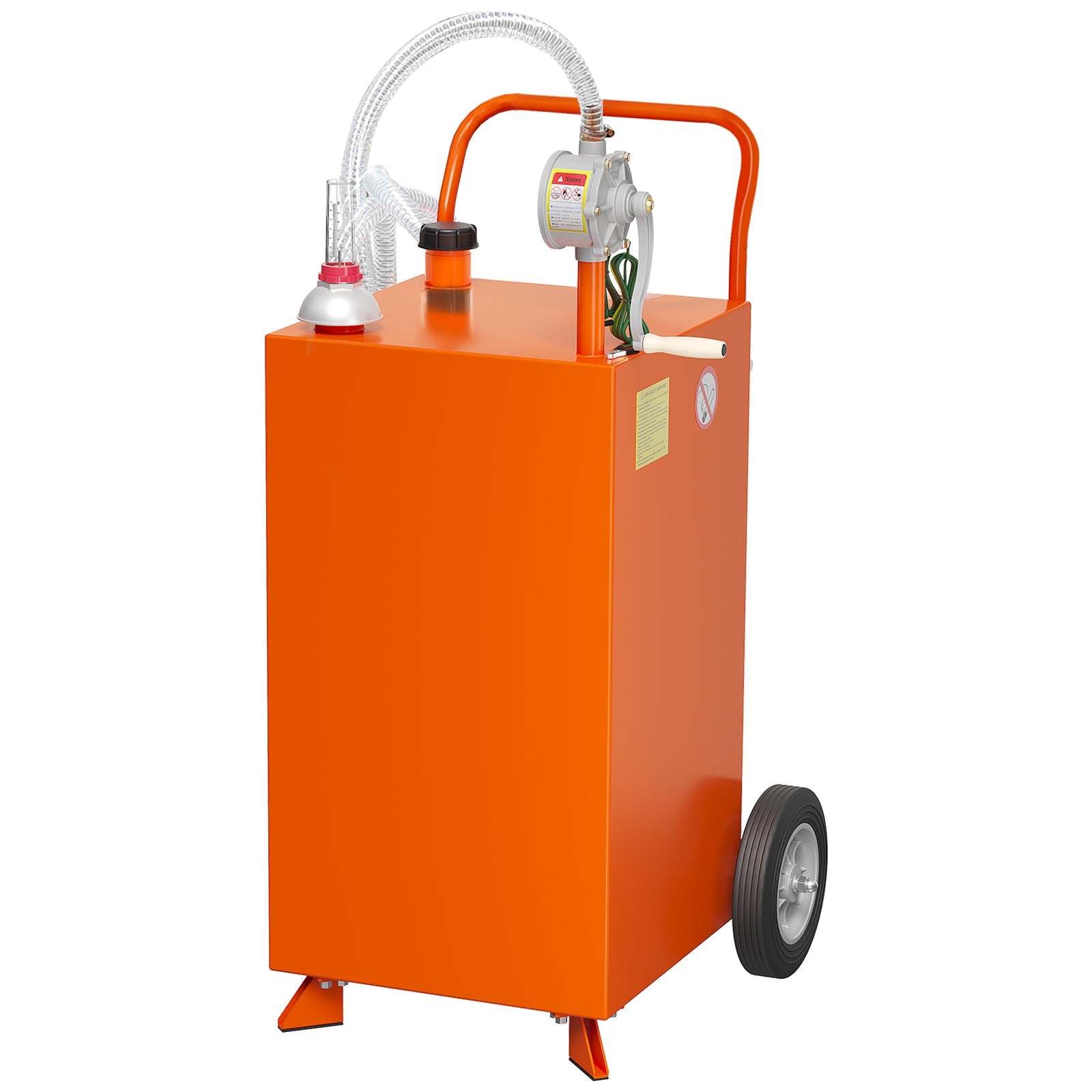 Garvee 40 Gallon Fuel Caddy, Portable Gas Caddy, Transfer Fluid Diesel Gasoline Storage Tank Container with 4 Wheels and 2-Way Rotary Pump for Boat ATV Car Motorcycle, Orange