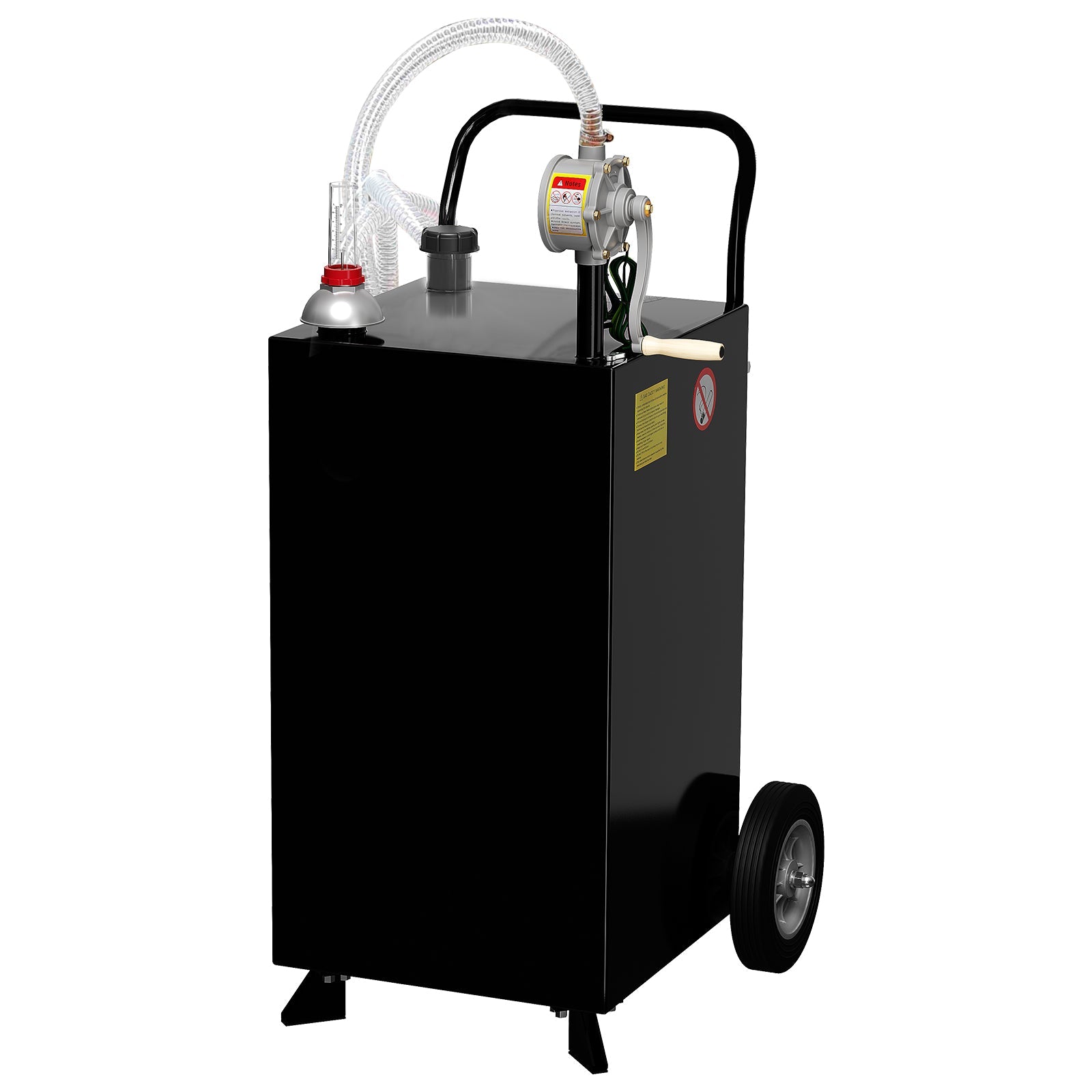 Garvee 45 Gallon Fuel Caddy, Portable Gas Caddy, Transfer Fluid Diesel Gasoline Storage Tank Container with Fuel Transfer Rotary Hand Pump/Wheels for Boat ATV Car Motorcycle, Black