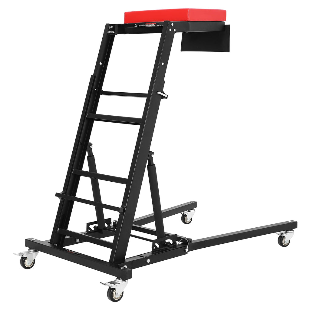 Garvee Foldable Topside Automotive Creeper, 45.7"-66.3" Adjustable Height 400lbs Capacity Engine Creeper with Padded Deck & Locking Swivel Casters for Garage Workshop Repair Maintenance, H-Base