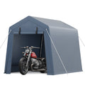 Garvee 6x6 Ft Portable Outdoor Carport Storage Shelter with Roll Up Zipper Doors, Heavy Duty/Waterproof/Anti-UV Garage Tent for Motorcycle Bike Garden Tools, Grey