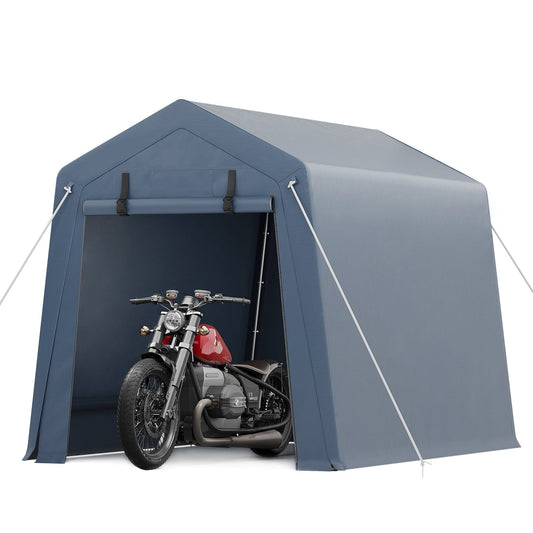Garvee 6x6 Ft Portable Outdoor Carport Storage Shelter with Roll Up Zipper Doors, Heavy Duty/Waterproof/Anti-UV Garage Tent for Motorcycle Bike Garden Tools, Grey