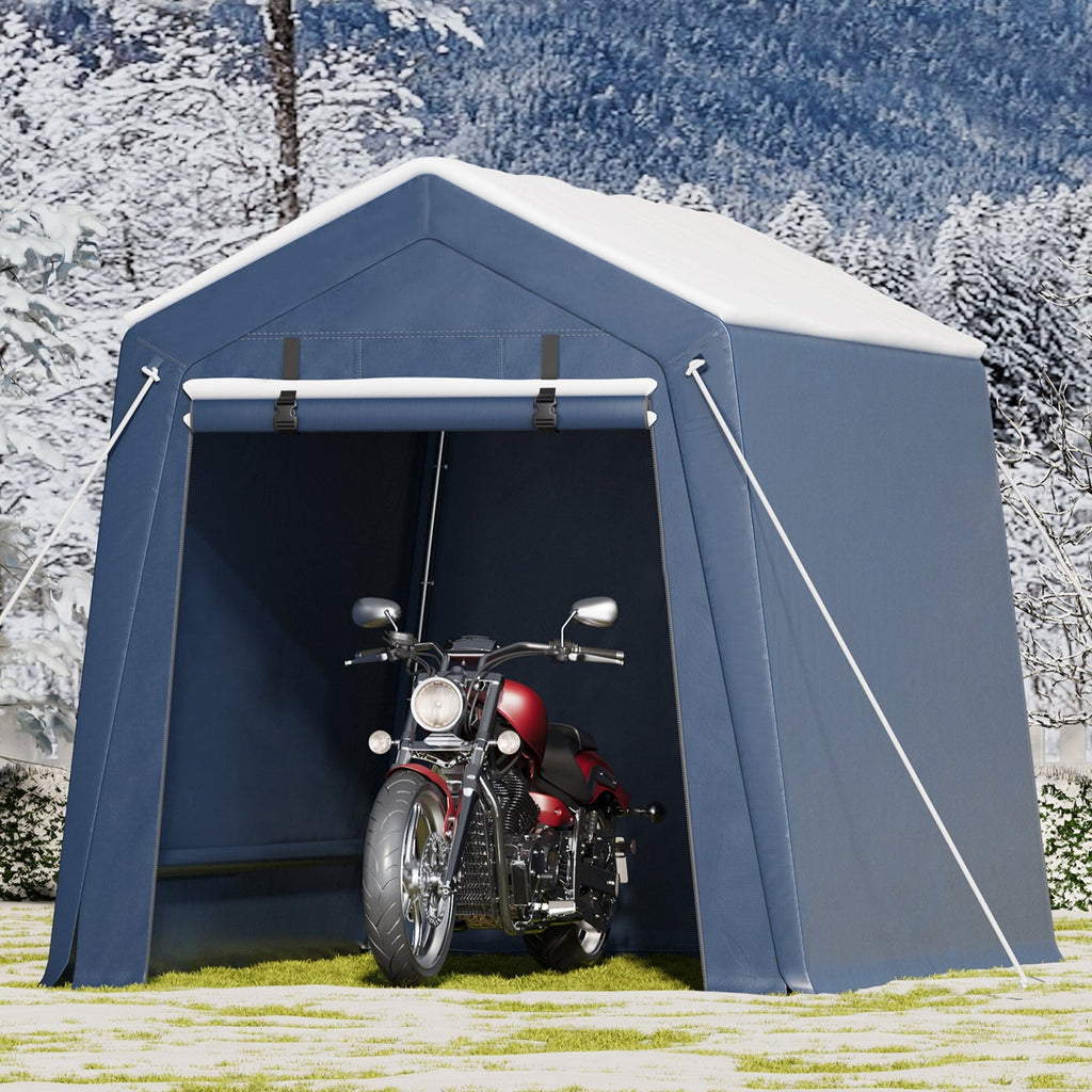 Garvee 6x6 Ft Portable Outdoor Carport Storage Shelter with Roll Up Zipper Doors, Heavy Duty/Waterproof/Anti-UV Garage Tent for Motorcycle Bike Garden Tools, Grey