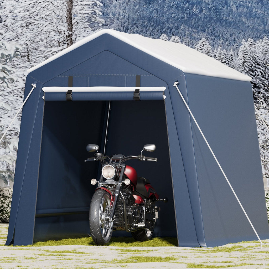 Garvee 6x8 Ft Portable Outdoor Carport Storage Shelter with Roll Up Zipper Doors, Heavy Duty/Waterproof/Anti-UV Garage Tent for Motorcycle Bike Garden Tools, Grey
