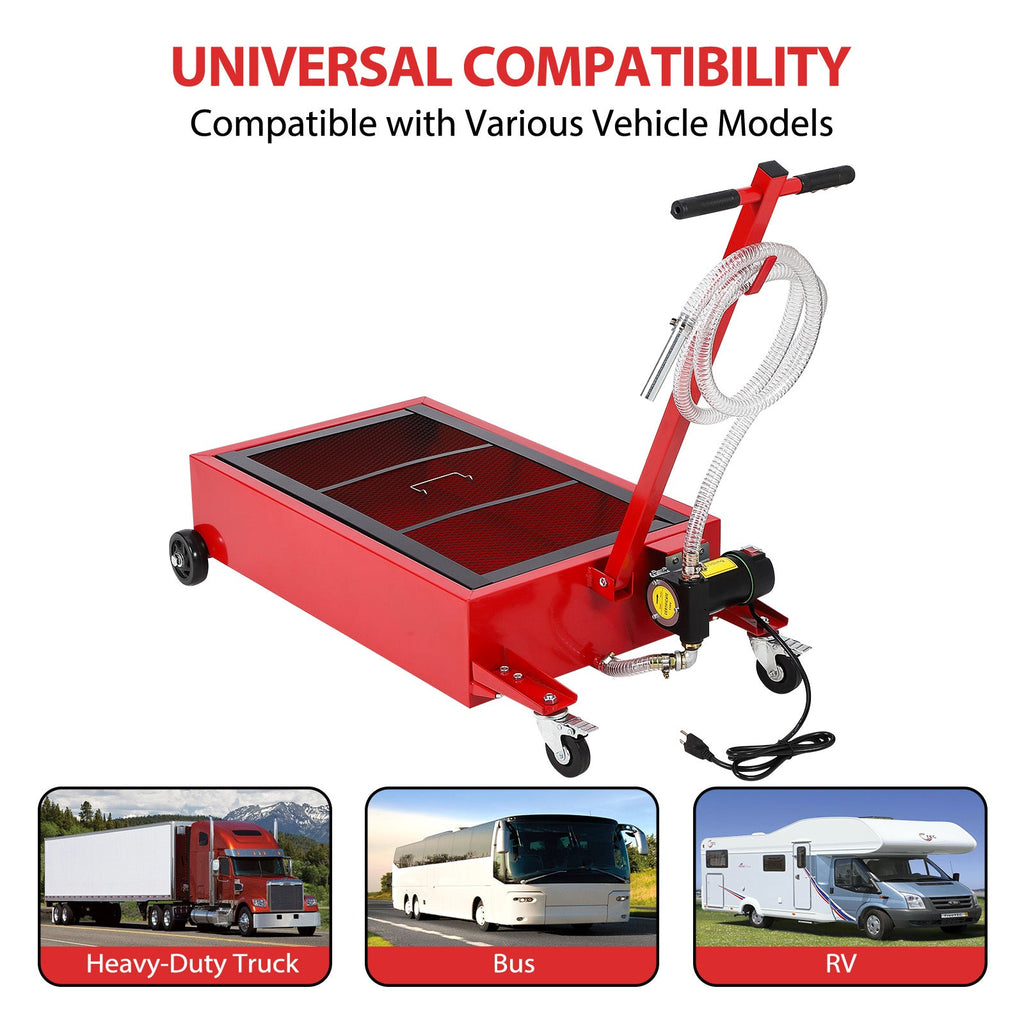 Garvee 20 Gallon Electric Oil Drain Pan with 110V Pump & 8 Ft Hose, Low Profile & T Folding Handle Oil Drain Cart for Truck Cars SUVs