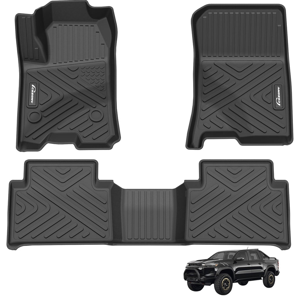 Garvee Floor Mats Compatible with Colorado Crew Cab 2023-2025 Accessories, All-Weather Protection Custom Fit Floor Liners, Odorless TPE 1st/2nd Row Floor Mat, Black