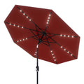 Garvee 9FT Solar LED Patio Umbrella with 32 Lights, Tilt & Crank Outdoor Market Umbrella, UV & Water Resistant, 8 Ribs Sunshade for Garden, Deck, Pool & Table , Red