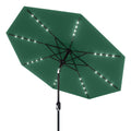 Garvee 9FT Solar LED Patio Umbrella with 32 Lights, Tilt & Crank Outdoor Market Umbrella, UV & Water Resistant, 8 Ribs Sunshade for Garden, Deck, Pool & Table, Dark Green