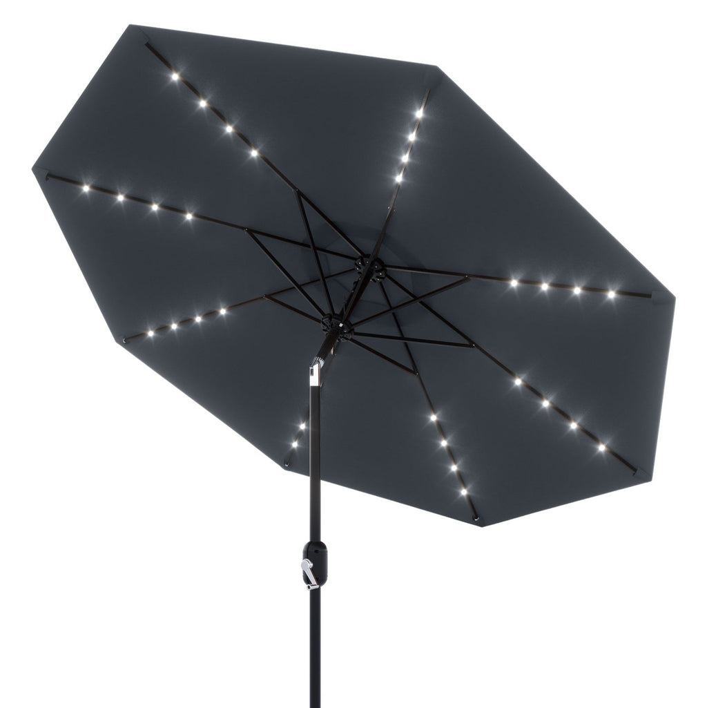 Garvee 10' Solar Patio Umbrella with 40 LED Lights, Outdoor Market Umbrella with Auto-Tilt Crank & Weather-Resistant Canopy, Grey