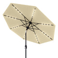 Garvee 9FT Solar LED Patio Umbrella with 32 Lights, Tilt & Crank Outdoor Market Umbrella, UV & Water Resistant, 8 Ribs Sunshade for Garden, Deck, Pool & Table, Beige