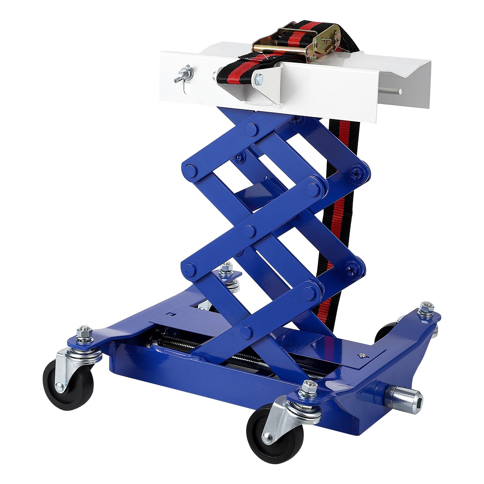 Garvee Low Profile Transmission Jack, 450 Lbs, 7-23 Inch, Heavy Duty High Lift Car Lift Jack with Safety Straps, 4 Wheels, Auto Repair Lifting Jack for Home Garage, Blue