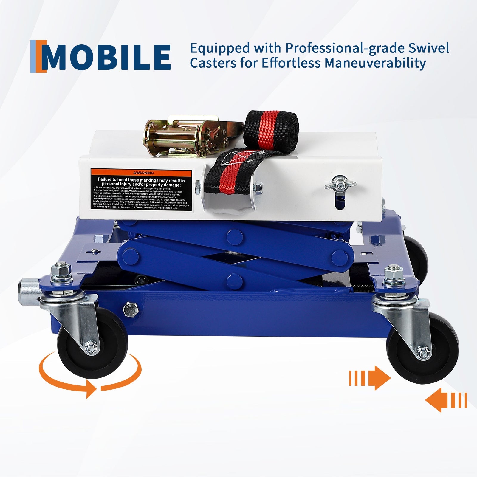 Garvee Low Profile Transmission Jack, 450 Lbs, 7-23 Inch, Heavy Duty High Lift Car Lift Jack with Safety Straps, 4 Wheels, Auto Repair Lifting Jack for Home Garage, Blue