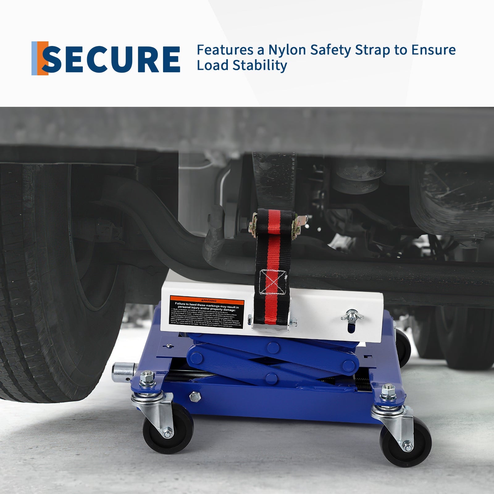 Garvee Low Profile Transmission Jack, 450 Lbs, 7-23 Inch, Heavy Duty High Lift Car Lift Jack with Safety Straps, 4 Wheels, Auto Repair Lifting Jack for Home Garage, Blue