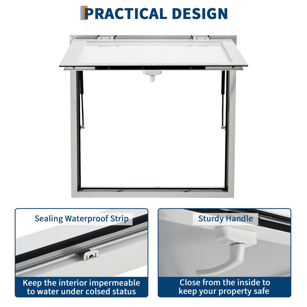 Garvee 48x36 Inch Concession Window for Food Trucks & Stands-85° Weatherproof Awning Door with Dual-Point Lock, Heavy-Duty Aluminum Frame Service Window (Glass Not Included)