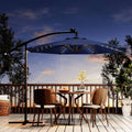 Garvee 10' Solar Lights Offset Patio Umbrella, Cantilever Umbrella with Easy Lift & Tilt Adjustment, 8 Ribs Sun Umbrella UV Protection, Navy Blue