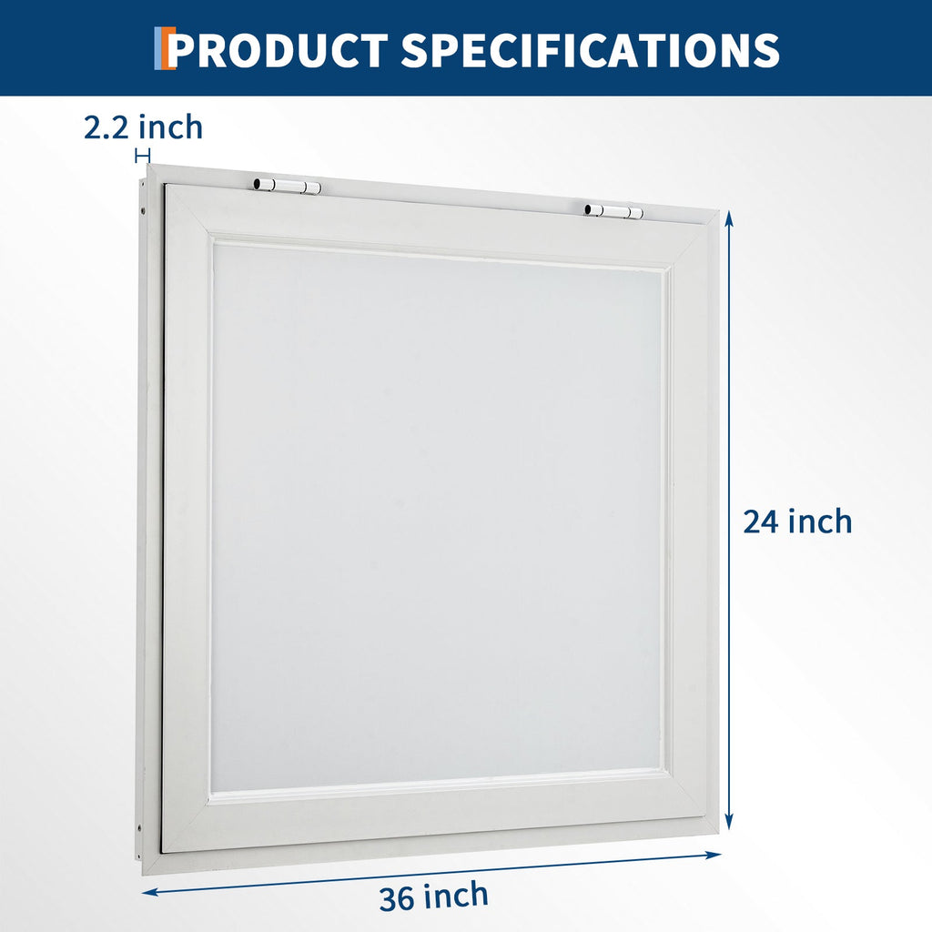 Garvee 36x24 Inch Concession Window for Food Trucks & Stands, 85° Weatherproof Awning Door with Dual-Point Lock, Heavy-Duty Aluminum Frame Service Window (Glass Not Included)