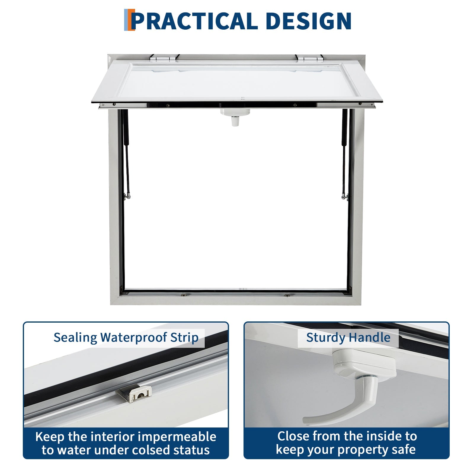 Garvee 36x24 Inch Concession Window for Food Trucks & Stands, 85° Weatherproof Awning Door with Dual-Point Lock, Heavy-Duty Aluminum Frame Service Window (Glass Not Included)