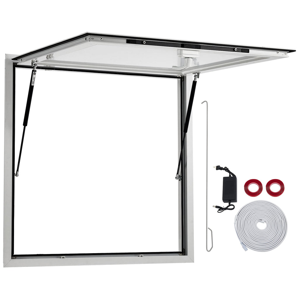 Garvee 36x24 Inch Concession Window for Food Trucks & Stands, 85° Weatherproof Awning Door with Dual-Point Lock, Heavy-Duty Aluminum Frame Service Window (Glass Not Included)