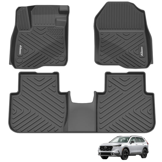 Garvee Floor Mats Compatible with CR-V 2023-2025 Accessories, All-Weather Protection Waterproof Custom Fit Floor Liners, Odorless TPE 1st/2nd Row Floor Mats, Black