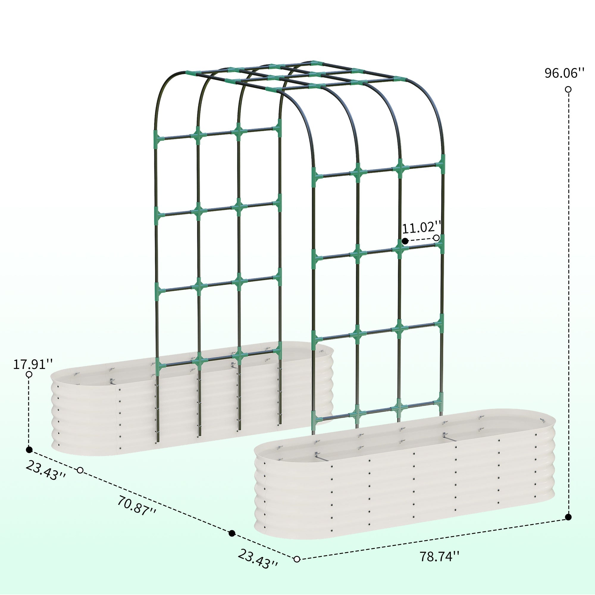 Garvee Galvanized Raised Garden Bed with 96" Vertical Arch Trellis - Rust-Resistant, Expandable Trellis - Steel, Plant Clips, Drainage Netting - Outdoor Garden, Patio, Beige