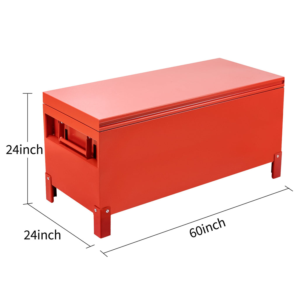 Garvee 60x24 Inch Jobsite Tool Box, Jobsite Tool Chest Storage Cabinet Industrial Grade, Aluminum, Burgundy Red,