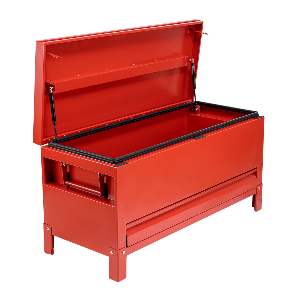 Garvee 48x20 Inch Jobsite Tool Box with Drawer, Jobsite Tool Chest Storage Cabinet Industrial Grade, Aluminum, Burgundy Red