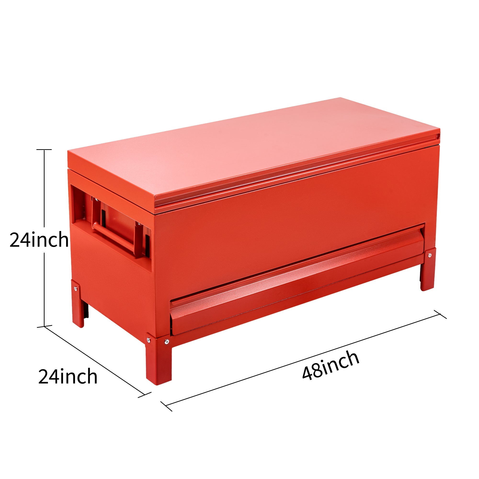 Garvee 48x20 Inch Jobsite Tool Box with Drawer, Jobsite Tool Chest Storage Cabinet Industrial Grade, Aluminum, Burgundy Red