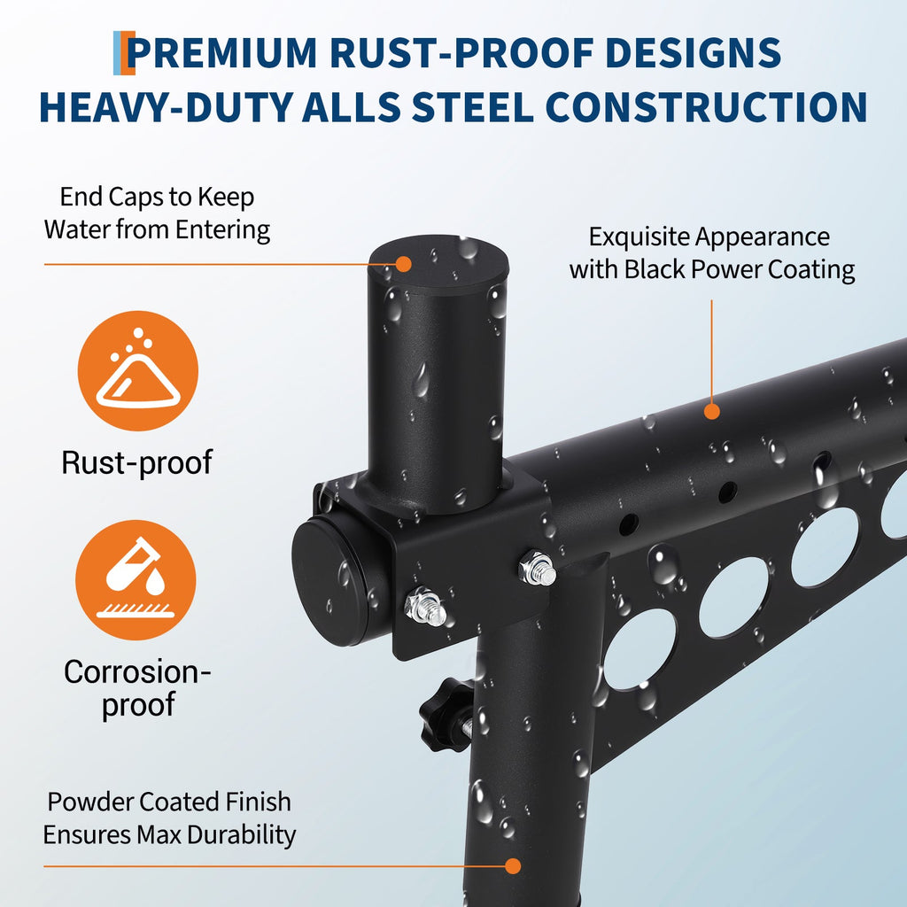 Garvee Universal Extendable Truck Ladder Rack, 35"-67" Adjustable Steel Rack, 1200 Lbs Capacity, No-Drill Heavy-Duty Pickup Rack for Kayaks, Lumber, Ladders, and Rooftop Cargo