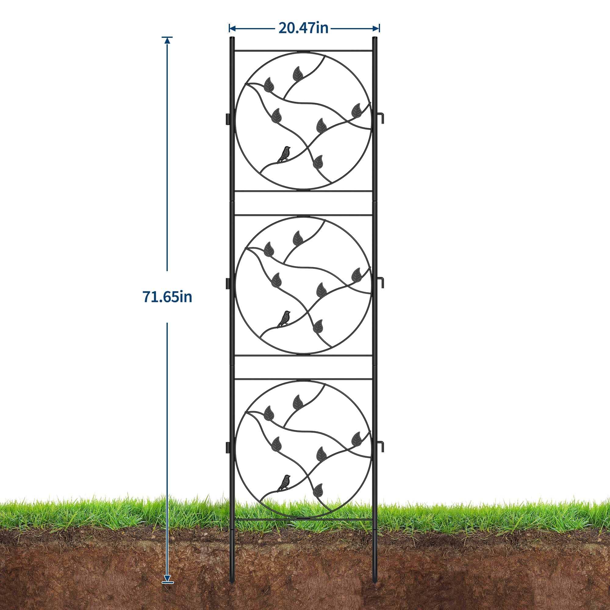 Garvee Metal Garden Trellis 71x20 Inch Rustproof Iron Frame Adjustable Hooks 2-Pack Vertical Plant Support for Roses & Clematis Patio Garden