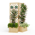 Garvee Cedar Privacy Screen with Planter Box - 41"x10"x65"Garden Fence Panel,2 Hinged Freestanding with Drain Holes, Natural Wood Room Divider for Patio, Deck, Backyard & Balcony,Raised Garden Bed Kit
