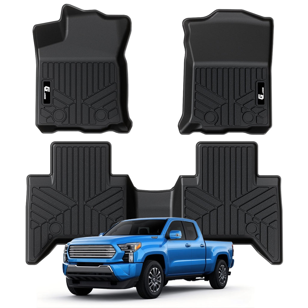 Garvee Floor Mats All Weather Custom Fit TPE Liners Compatible with 2018-2023 Toyota Tacoma Double Cab Front & Rear 2 Row (Exclude Hybrid, Manual Transmission)