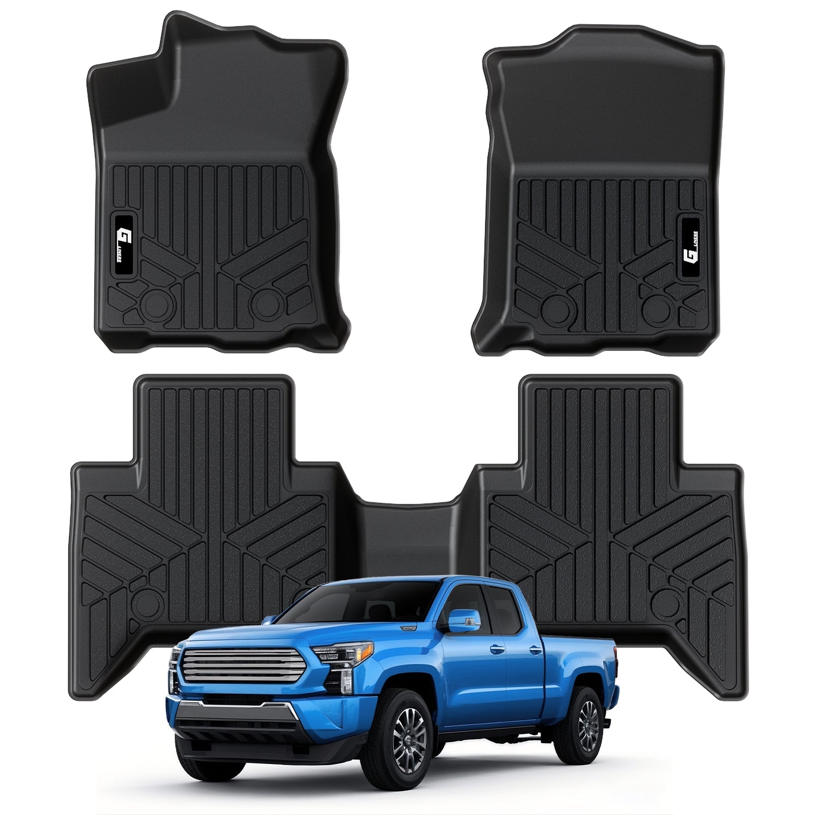 Garvee Floor Mats All Weather Custom Fit TPE Liners Compatible with 2018-2023 Toyota Tacoma Double Cab Front & Rear 2 Row (Exclude Hybrid, Manual Transmission)