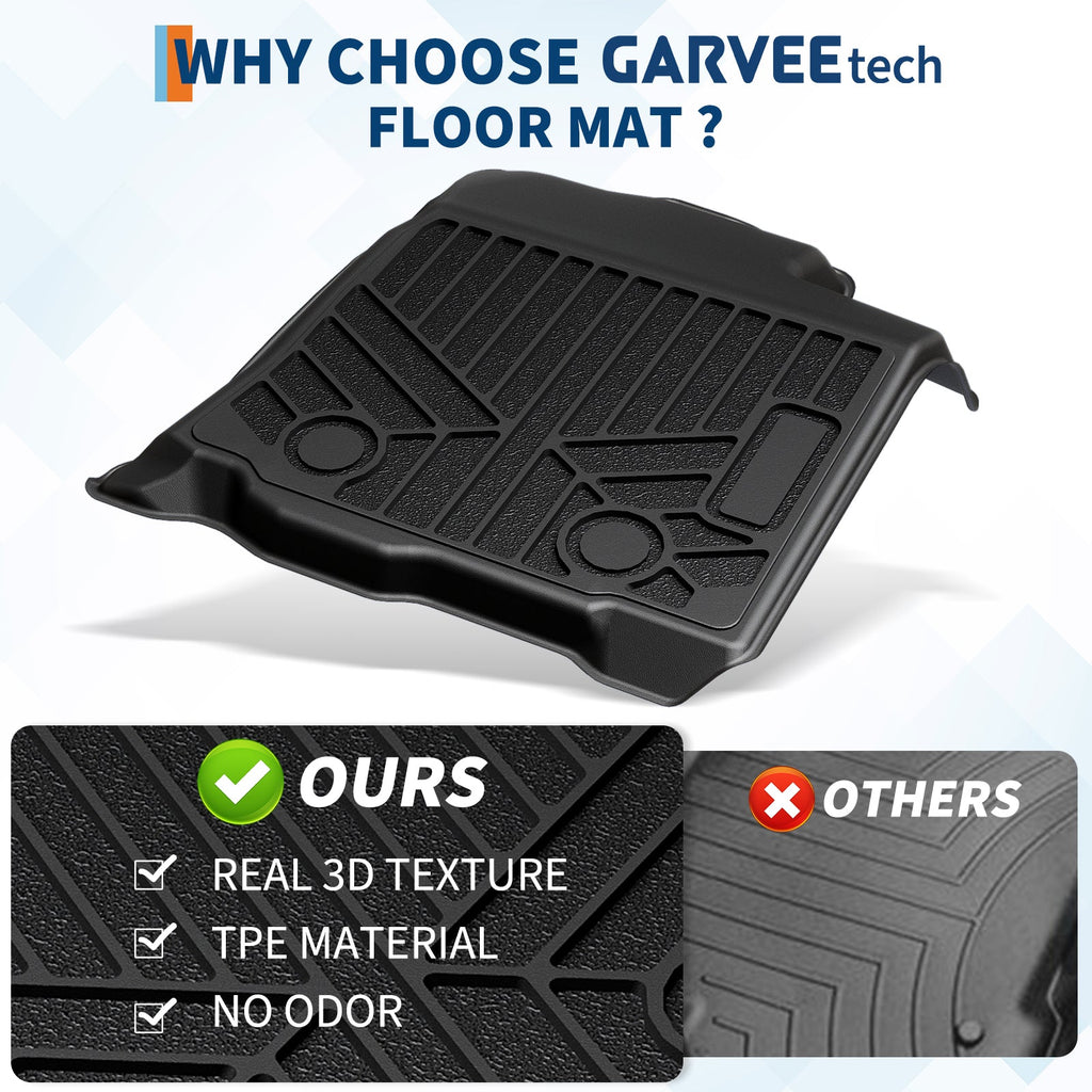 Garvee Floor Mats All Weather Custom Fit TPE Liners Compatible with 2018-2023 Toyota Tacoma Double Cab Front & Rear 2 Row (Exclude Hybrid, Manual Transmission)