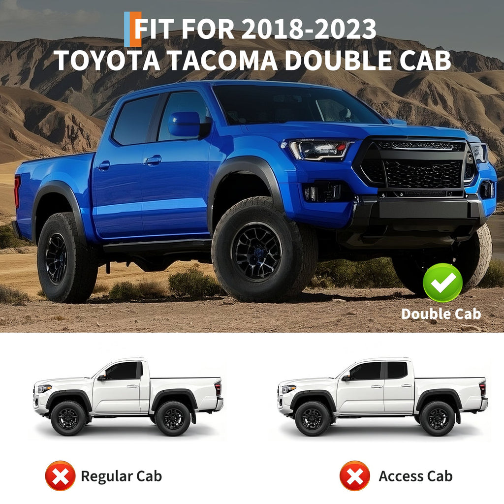 Garvee Floor Mats All Weather Custom Fit TPE Liners Compatible with 2018-2023 Toyota Tacoma Double Cab Front & Rear 2 Row (Exclude Hybrid, Manual Transmission)