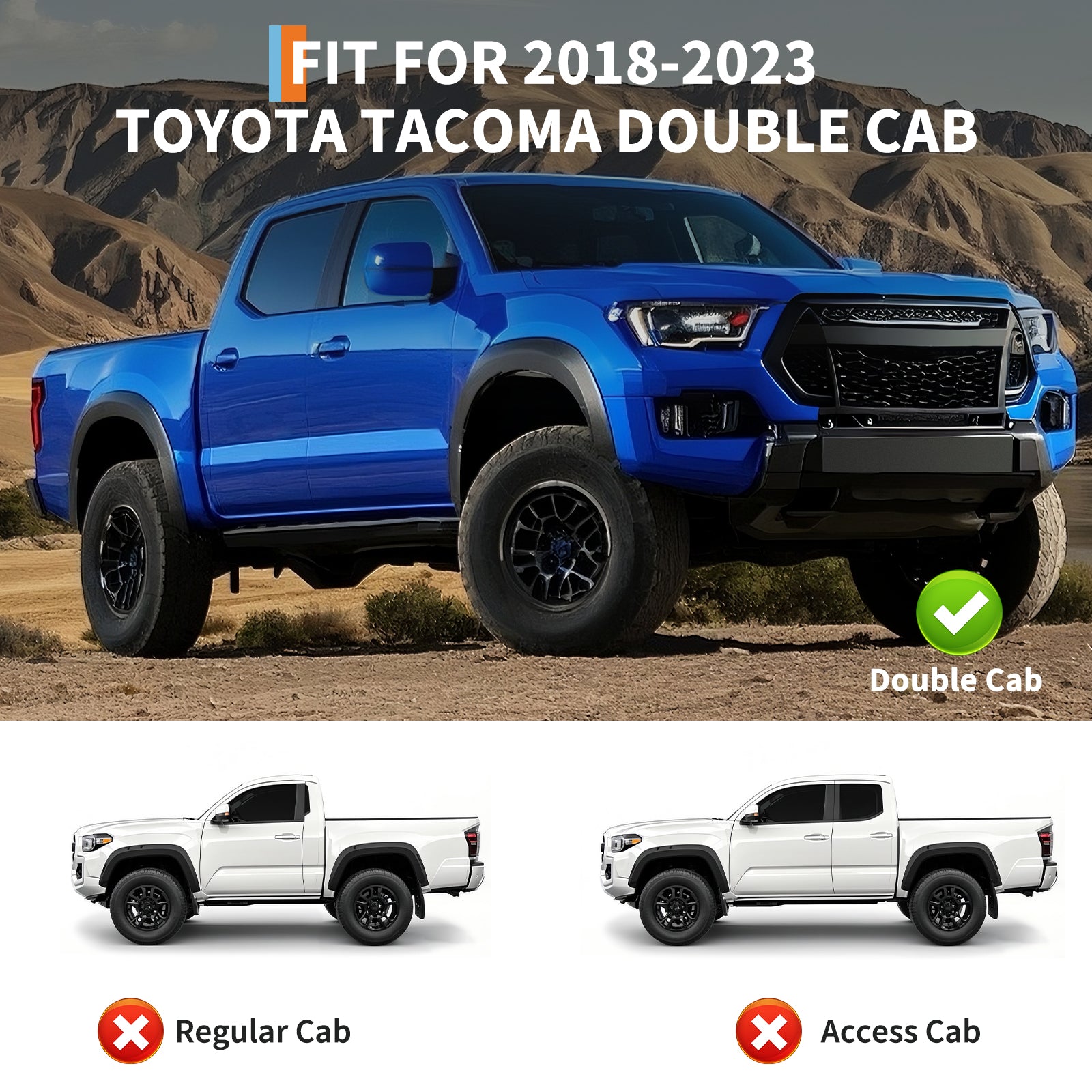 Garvee Floor Mats All Weather Custom Fit TPE Liners Compatible with 2018-2023 Toyota Tacoma Double Cab Front & Rear 2 Row (Exclude Hybrid, Manual Transmission)