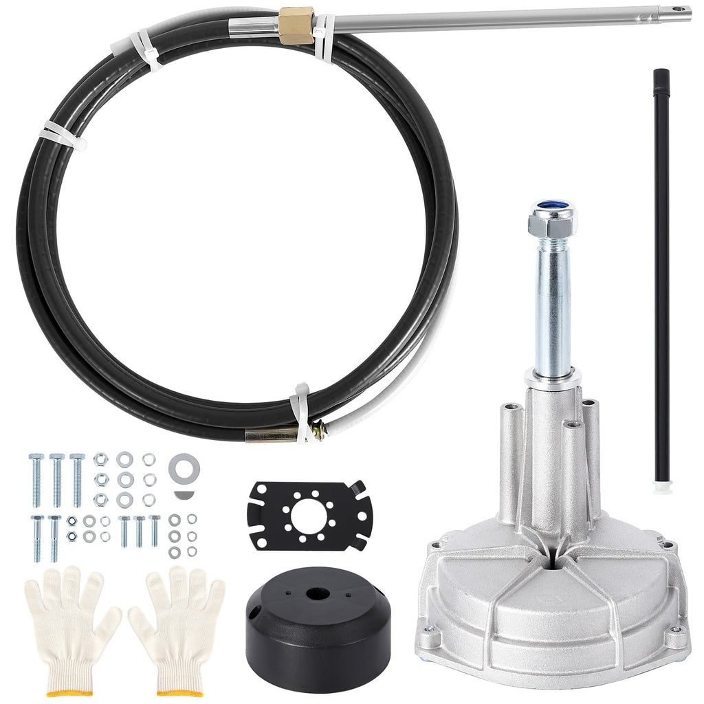 Garvee Boat Steering System 14ft Cable Outboard Kit for 3/4" Shaft Cast Steel & 304 Stainless Steel Corrosion-Resistant Adjustable Nuts for Fishing Boats Yachts Recreational Watercraft
