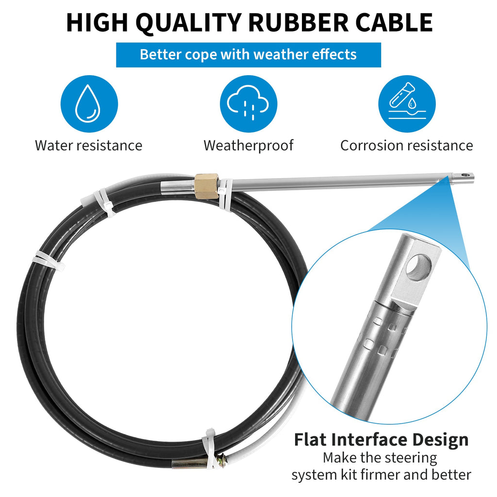Garvee Boat Steering System 14ft Cable Outboard Kit for 3/4" Shaft Cast Steel & 304 Stainless Steel Corrosion-Resistant Adjustable Nuts for Fishing Boats Yachts Recreational Watercraft