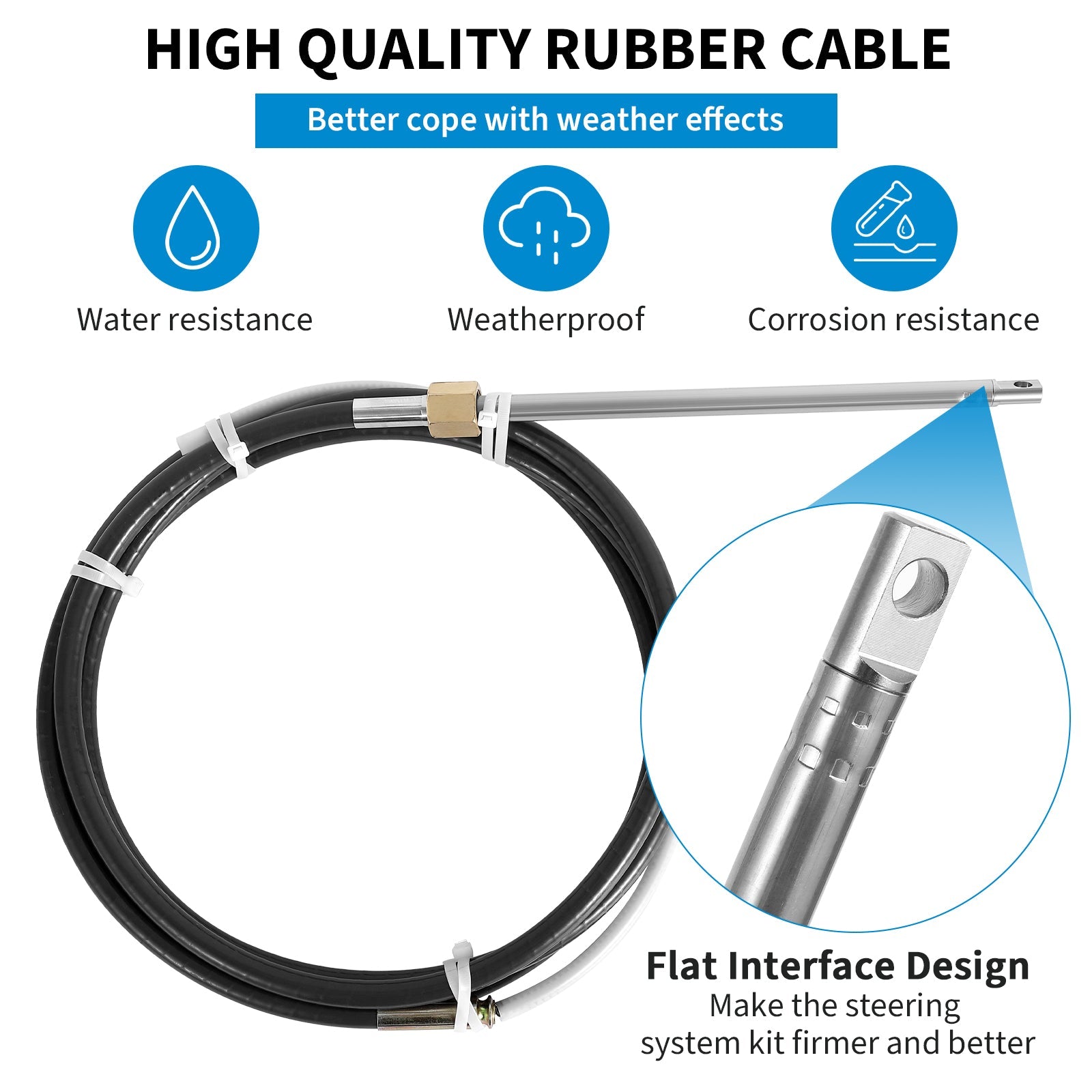 Garvee Boat Steering System 14ft Cable Outboard Kit for 3/4" Shaft Cast Steel & 304 Stainless Steel Corrosion-Resistant Adjustable Nuts for Fishing Boats Yachts Recreational Watercraft