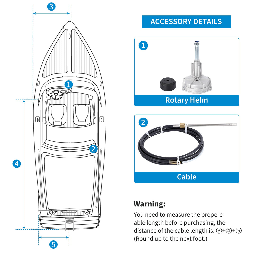 Garvee Boat Steering System 14ft Cable Outboard Kit for 3/4" Shaft Cast Steel & 304 Stainless Steel Corrosion-Resistant Adjustable Nuts for Fishing Boats Yachts Recreational Watercraft