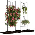 Garvee Fence Panel Outdoor - 66.9 Inch Tall Rustproof Iron Barrier with Gate, Decorative Garden Yard Border Patio